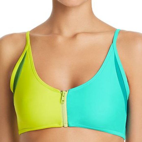 Chromat Mikito Zip Swim Bikini Top Teal NEW - Picture 3 of 4
